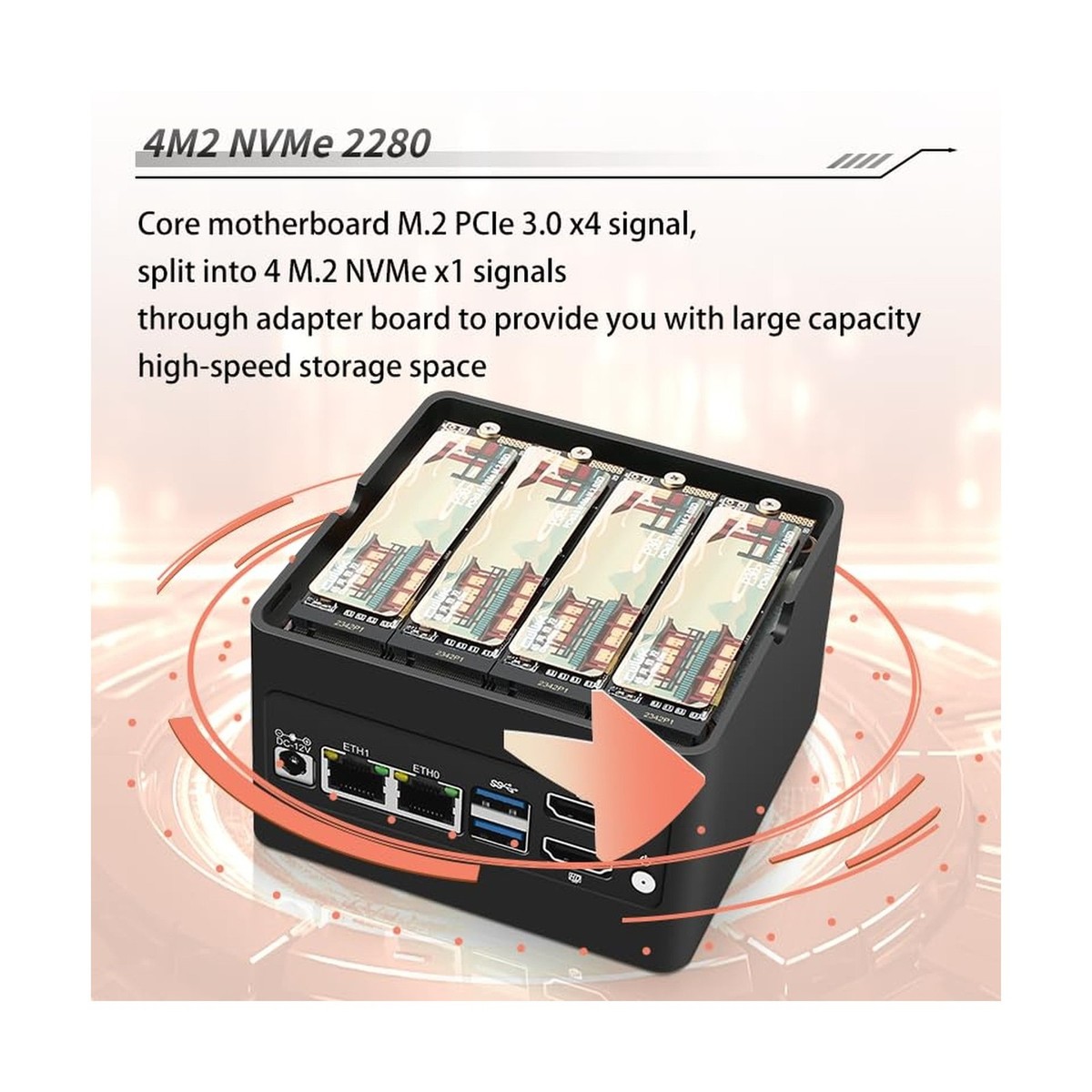 N355 Mini PC 4-Bay NAS Server Pocket Host X86 P6 Lake-N355