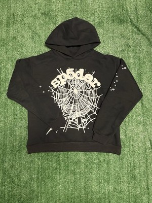 Black Spider Web Graphic Hoodie Streetwear Size S & L New