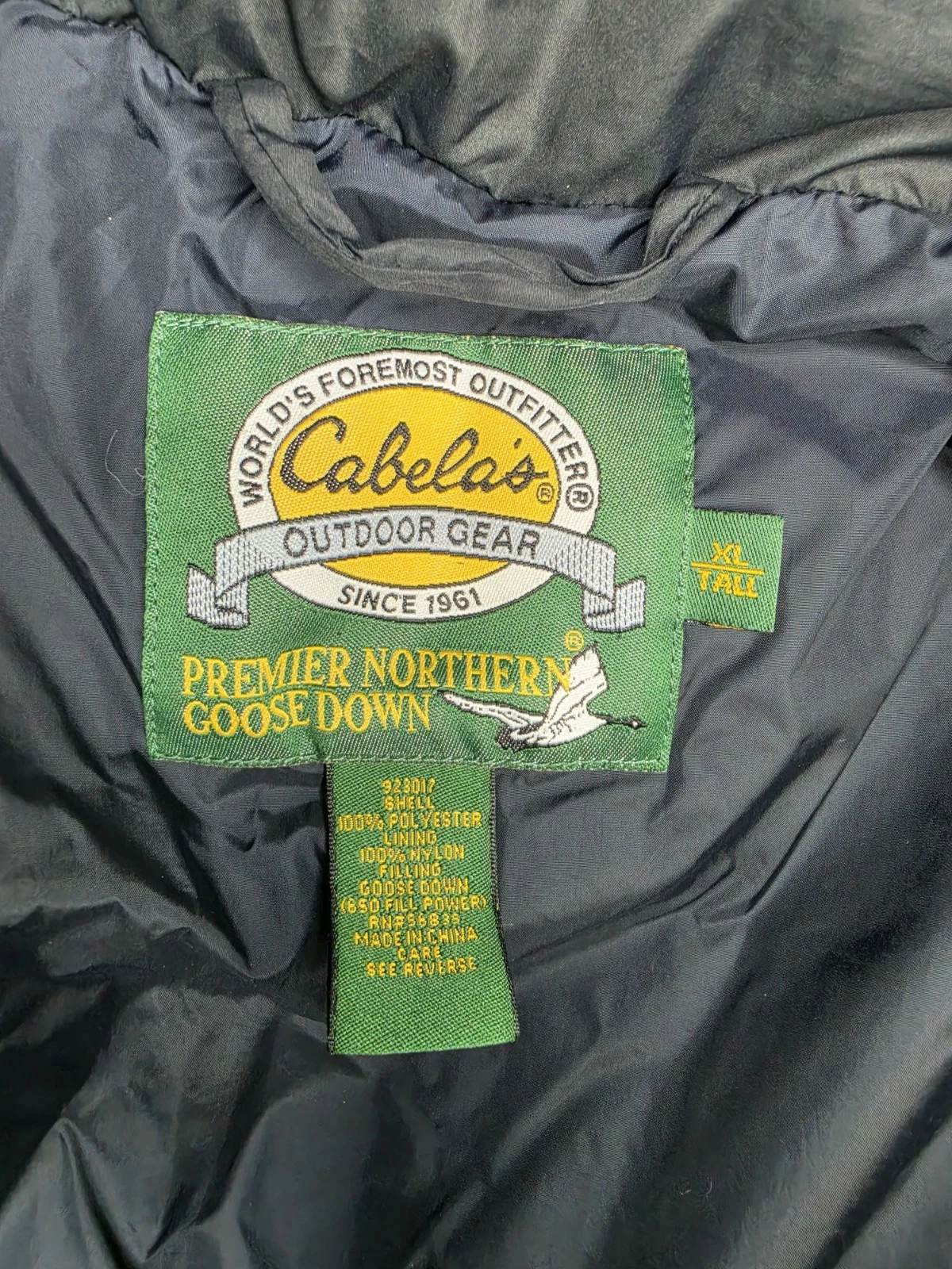 CABELAS Premier Northern Goose Down Men XL 650 Fill Quilted Puffer Jacket image 3