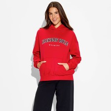 Women Oversized Graphic Hooded Pullover Sweatshirt - Wild Fable Berry