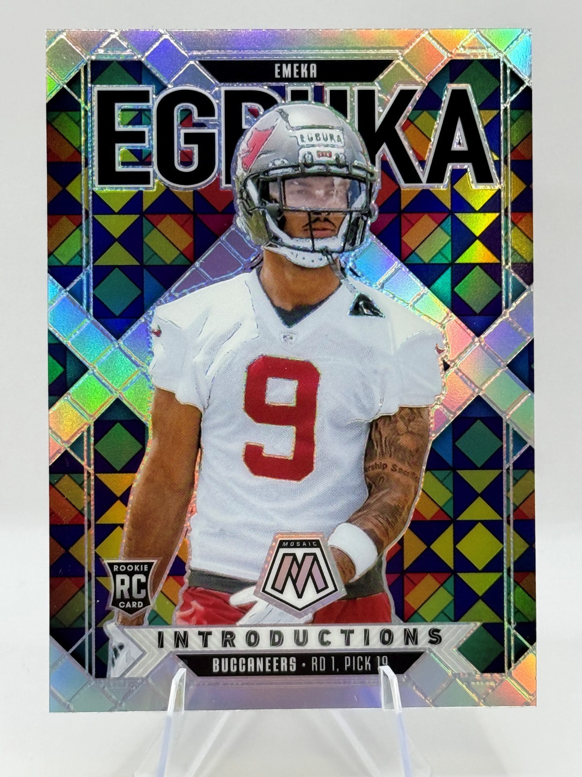 2025 Panini Mosaic Emeka Egbuka Rookie  Introductions Silver Prizm - Bucs (RC)