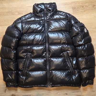 Moncler Maya Giubbotto Men's 3/US Large Black Glossy Down Puffer Jacket No Hood