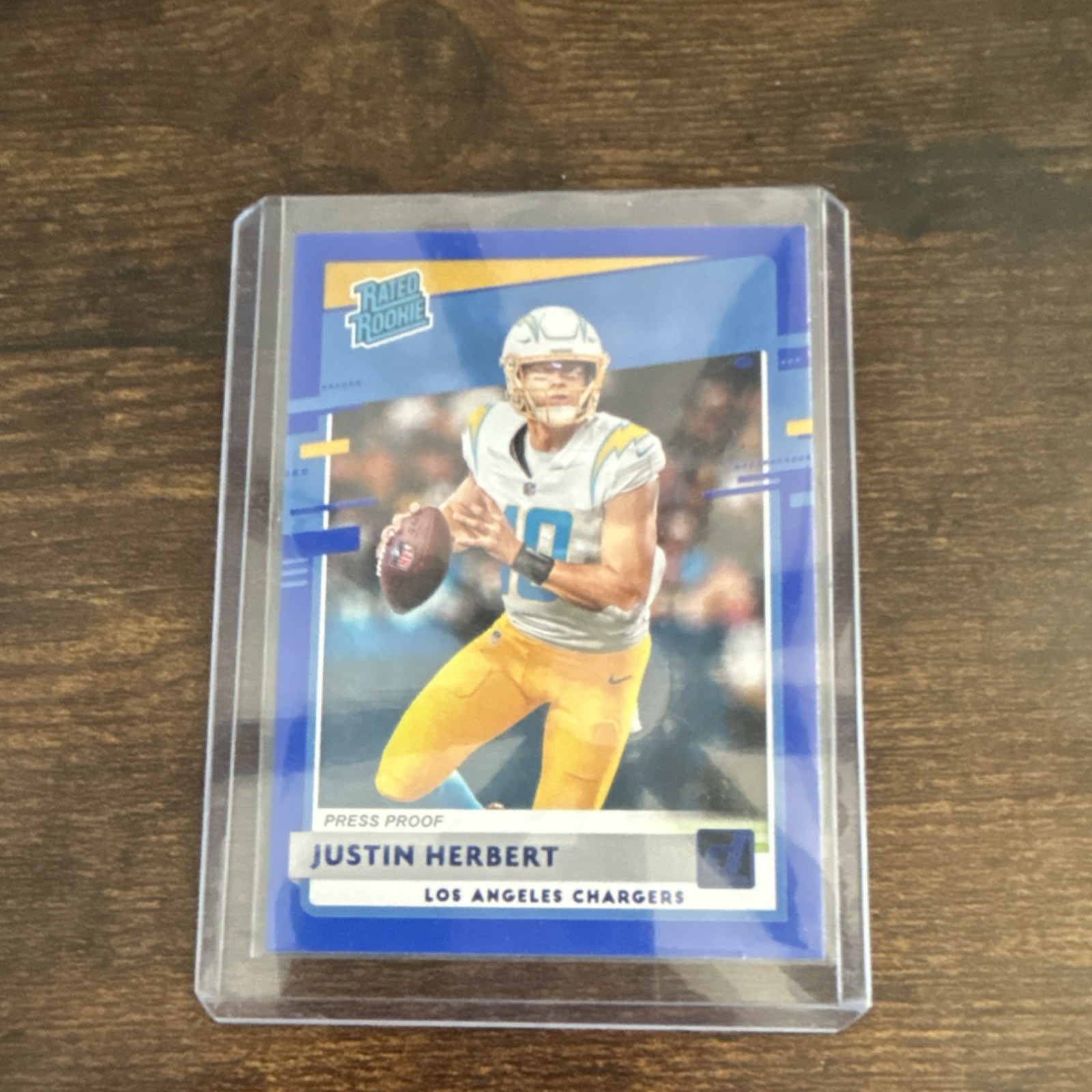 Panini 2020 Donruss Rated Rookie Justin Herbert #303 Press Proof Blue Chargers
