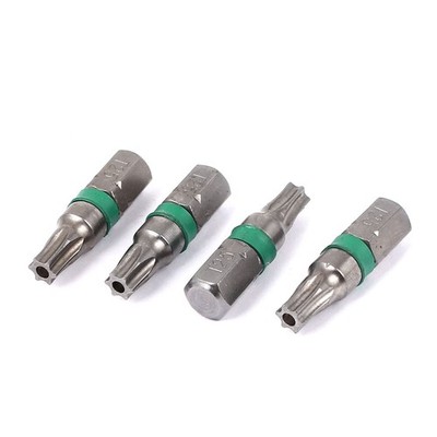 1/4'' Hex Shank T25 Torx Safety Screwdriver Gray Tip 25mm 4pcs