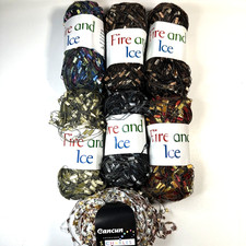 Ladder Ribbon Yarn Multi Color Metallic Lot of 7 Varied Lengths Fire and Ice