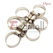 Adjustable 15pcs 3/4"-1"Stainless Steel Drive Hose Clamps Fuel Line Worm Clip
