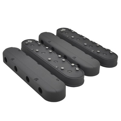 Aluminum Black Valve Covers w/ Coil Mounts for Chevy SB V8 LS1 LS2 LS3 LS6 LS7