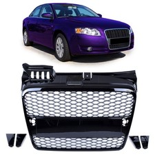 Kühlergrill Wabengrill Schwarz glanz für Audi A4 B7 8E ab 2004-2008 PDC