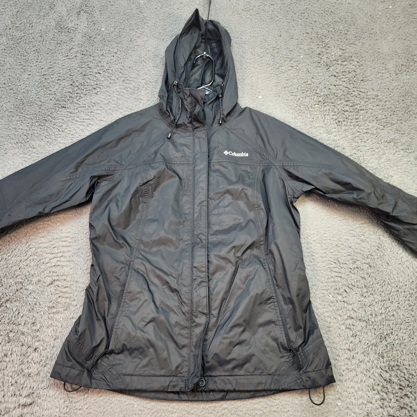 Columbia Men's Medium Black Lightweight Hooded Rain Windbreaker Jacket