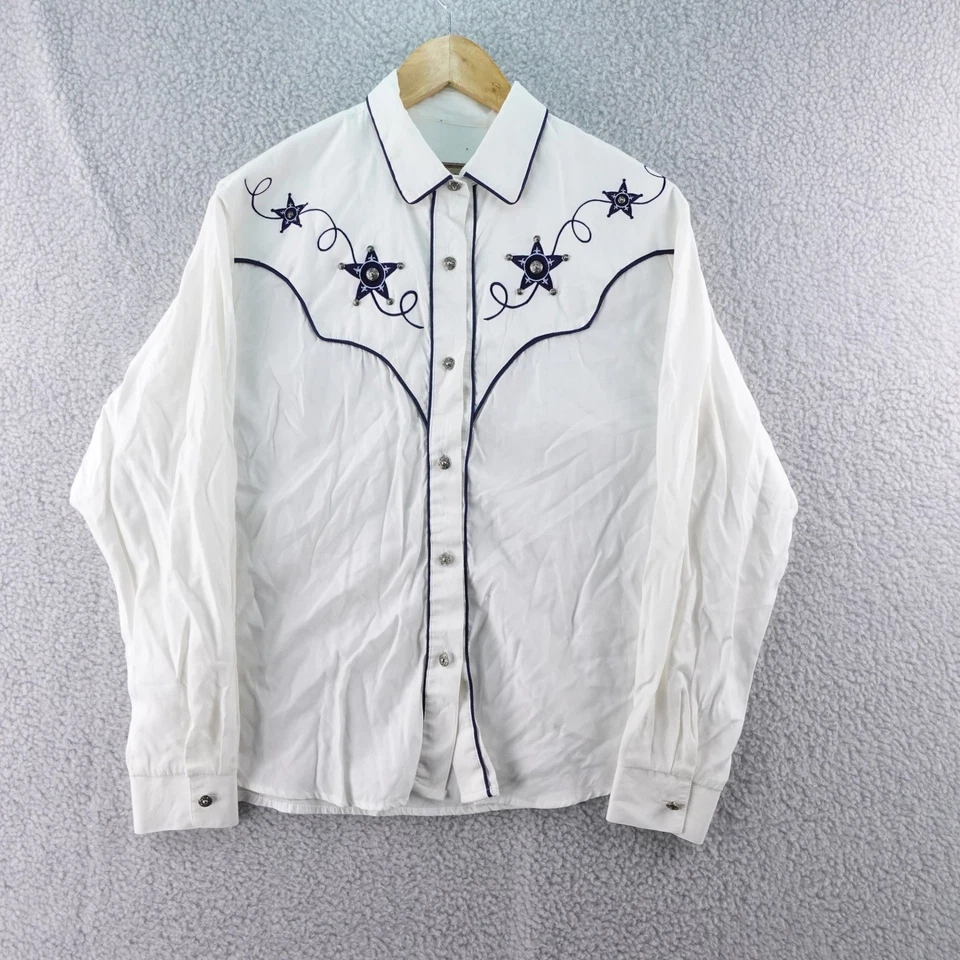Camisa Western de Colección Roper para Mujer M Blanca Manga Larga Estrellas Bordadas con Botones Foto 2 de 4