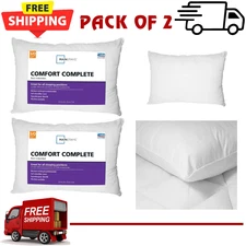 (2 Pack) Mainstays Comfort Complete Bed Pillows Standard/Queen Size Sleeping
