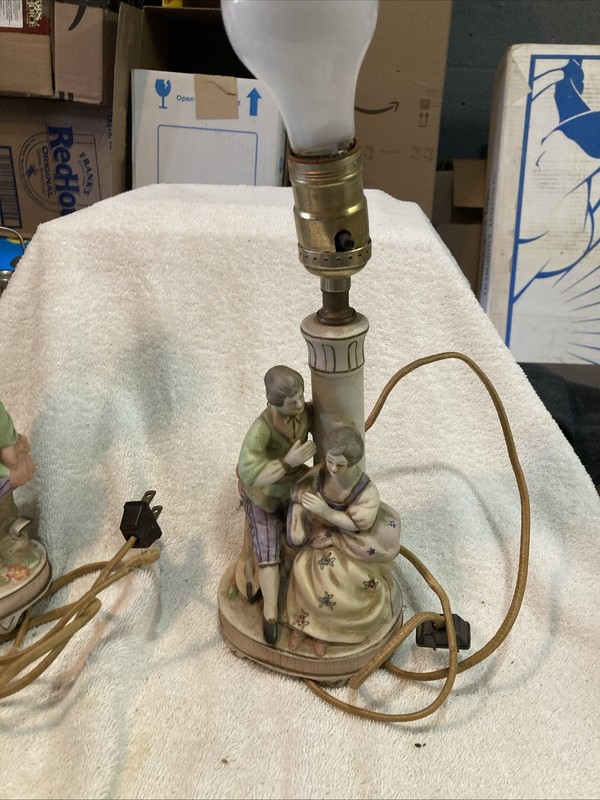 VINTAGE UNGLAZED PORCELAIN MADE IN JAPAN LAMP PAIR