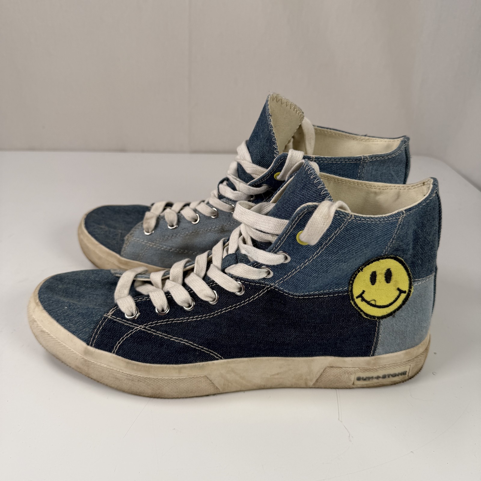 Sun + Stone Women's Denim Patchwork Smiley Face H… - image 3