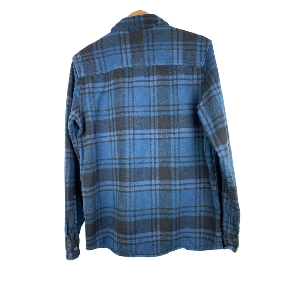 Camisa con botones Mountain Hardwear para hombre M azul negro a cuadros 100 % algodón orgánico Foto 3 de 4