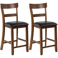 Bar stools set of 2, 25.5-inch counter height chair with backrest, foa