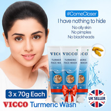 3 X  Vicco Herbal Turmeric Haldi Daily Cream base Face Wash Acne & Pimple Skin