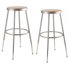 25 In. - 33 In. Height Grey Adjustable Heavy-Duty Steel Stool 2-Pack
