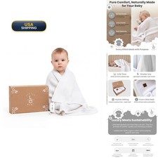 Little Dedi Organic Cotton Baby Blanket 30x40 in White GOTS Certified