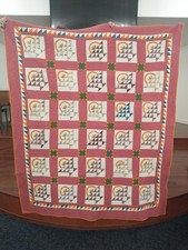 Antique Basket Design Quilt Handmade Hand Quilted Twin Size 80" x 68" Cotton