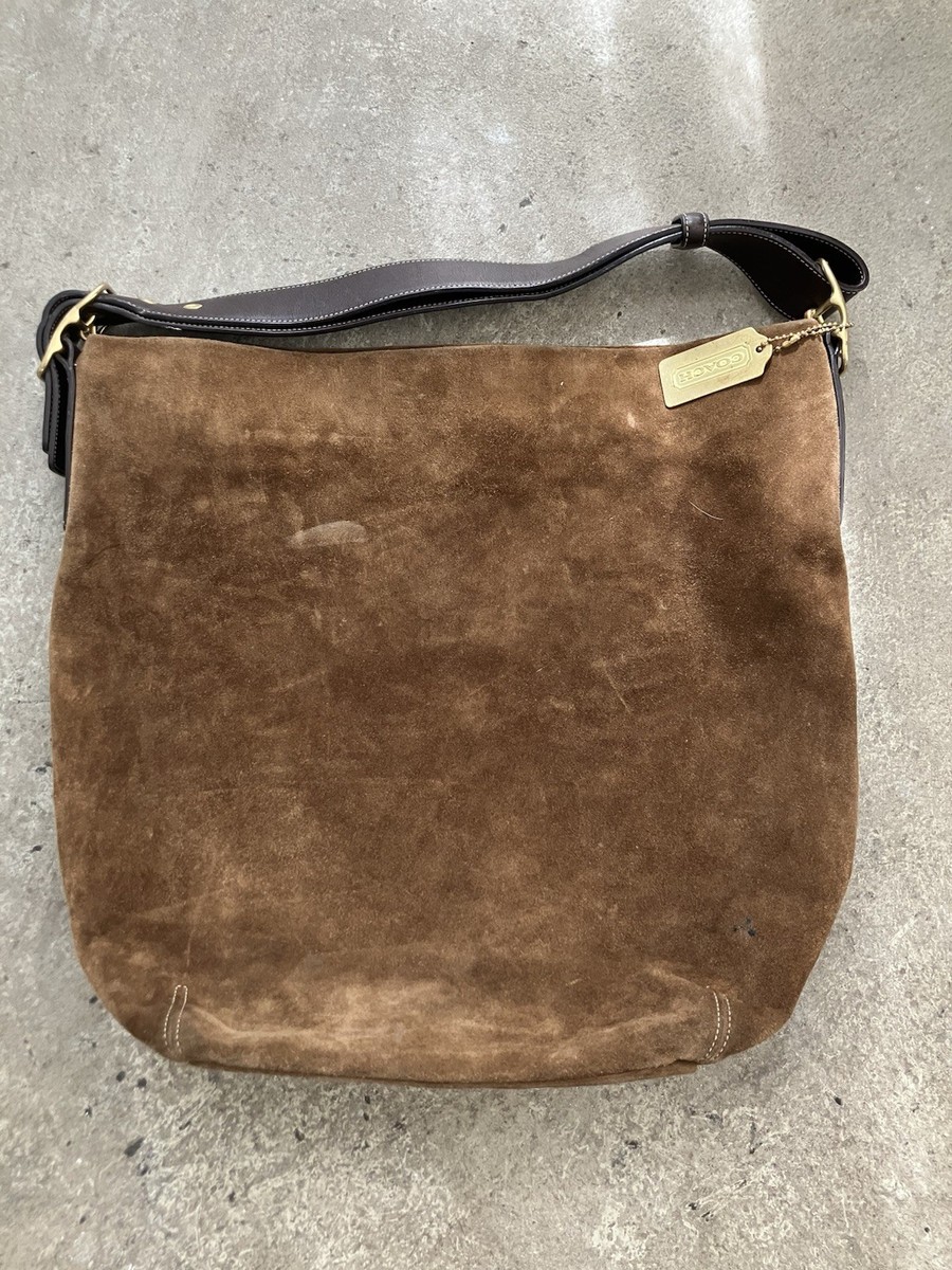 Rare Vintage Coach Brown Suede Legacy Original Bucket Bag e2s-9196