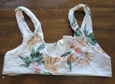 NWOT Volcom L Orchid Scoop Bikini Swim Top White pink Green 121869