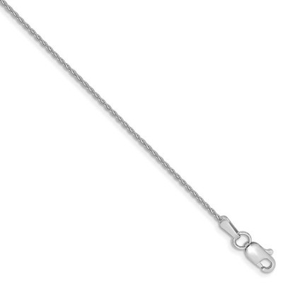 1,2 mm, 14 Karat Weißgold, massives Pariser Weizen Kettenarmband