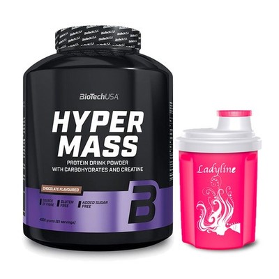 (14,38 EUR/kg) Biotech USA Hyper Mass 4000g Gainer + Ladyline Shaker NEU OVP