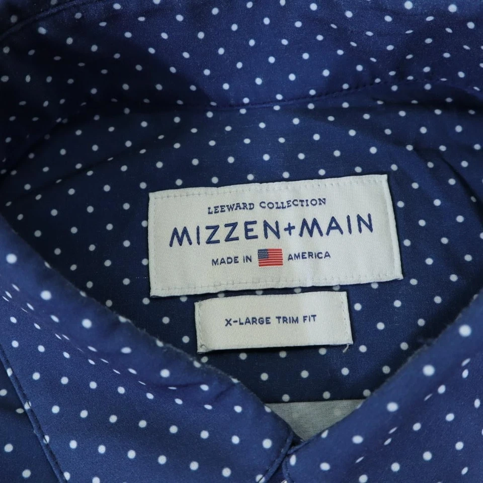 Mizzen+Main Leeward Shirt Mens XL Blue Polka Dot Short Sleeve Trim Fit Top - Image 3 of 4