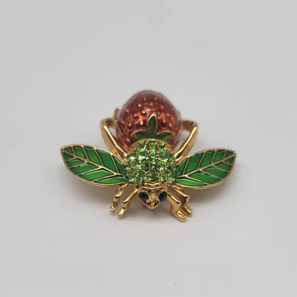 Broche Prendedor Joan Rivers Colección Clásica Abeja Fresa Primavera V 2512 RARO DE COLECCIÓN Foto 3 de 4