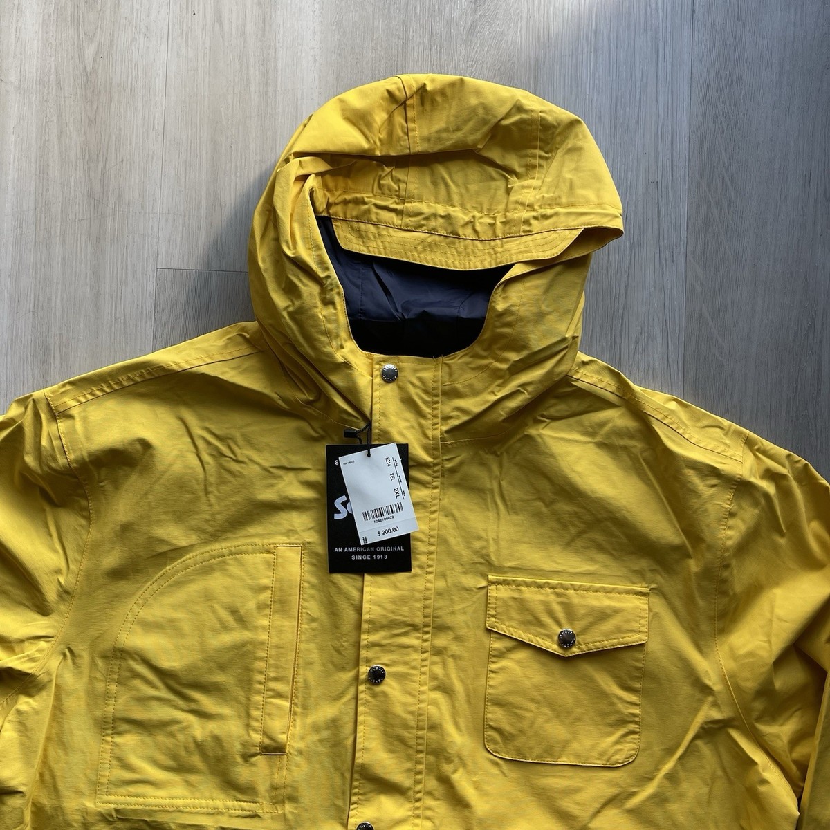 Brand New Schott NYC Waterproof Hooded Parka Rain Coat In Yellow