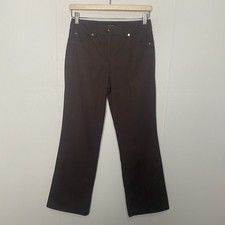 Escada Women  s Brown Ankle Trousers Pockets Cotton Blend Stretch Size 34.