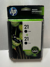 2 Pack OEM HP 21 Black Twin Pack Printer Ink Cartridge C9508FN Expired 9/2014