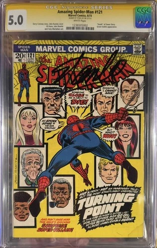 Amazing Spider-Man 121 CGC 5.0 Signed By Stan Lee Death Of Gwen Stacy