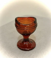 Vintage Dark Brown Glass Eye Wash Cup Ocular Care Optical Collectible 2.25”