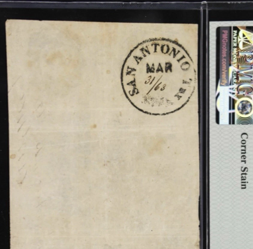 Billete moneda T-39 1862 $100 SAN ANTONIO TEXAS, Guerra Civil Confederada PMG 25 Foto 3 de 4