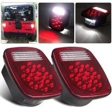 Pair 39 LED Square Rear Combination Tail Lights Lamps Assembly Compatible wit...
