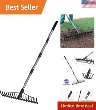 Efficient 5.4FT Stainless Steel Bow Rake - Loosen Soil with 17 Durable Tines