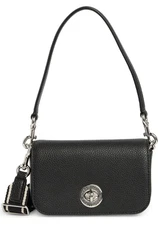 Marc Jacobs Signet Turn Lock Small Shoulder Bag Leather Crossbody ~NWT~ Black