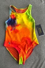 NWT Polo Ralph Lauren Girl's One Piece Tie Dye Swimming Suit Color Multi Size 3