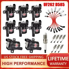 Set of 8 Round Ignition Coil Pack UF262 with Spark Plug and Wire For Chevy GMC