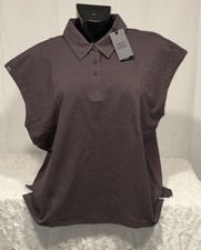 FIGS WOMENS NURSE TECHNICAL PIQUE ELLA SHALE BROWN SCRUB POLO SHIRT LARGE NWT