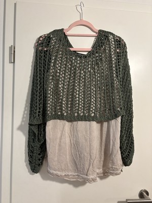 Reduziert  !!Viskose   Top, Tredy, Beige + Lochponcho in Khaki