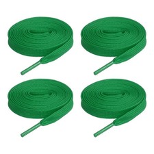 2 Pairs Flat Shoe Laces 2/5" x 55" Polyester Sneaker Shoestring, Emerald Green