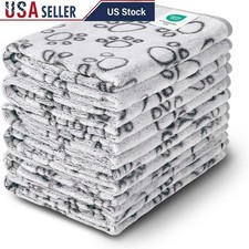 Pet Blankets Set Machine Washable Coral Velvet Paw Print Covers Dogs Cats New