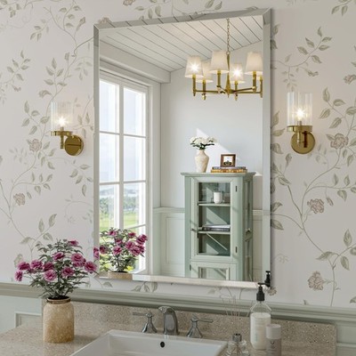 Frameless Bathroom Mirror for Wall, 28''x40'' Beveled Bathroom Vanity Mirror, M...