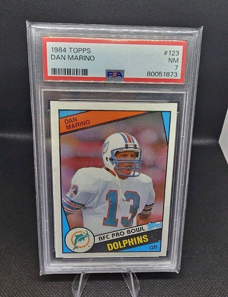 1984 Topps Dan Marino ROOKIE PSA 7 #123 Miami Dolphins Clean Slab Centered