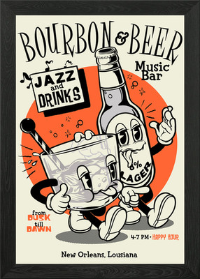 Bourbon & Bier Gerahmtes Wandbild Poster Leinwanddruck Bild