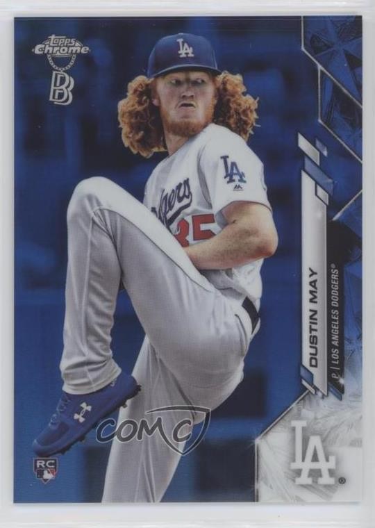 2020 Topps Chrome Blue Wave Refractor 57/75 Dustin May #176 a2v