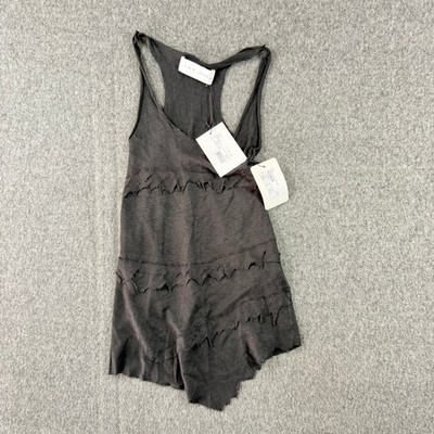 IRO Jeans Bohamspe Black Linen Distressed Ruffle Tank Top XS NEW
