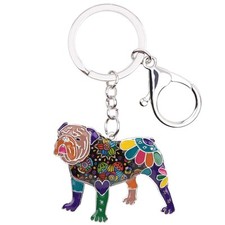 WEVENI Smalto Lega Bulldog Inglese Bull Terrier Cane Portachiavi Accessori Gioie